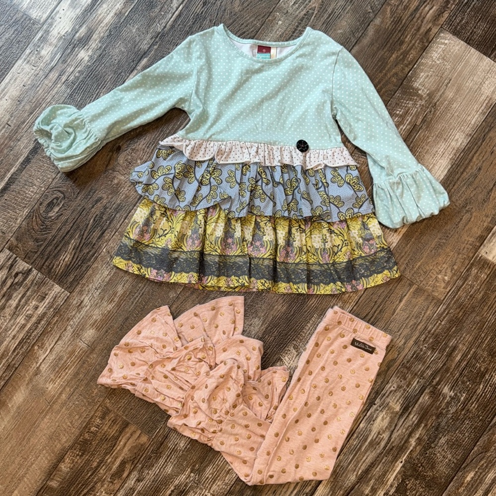 Matilda Jane Character Counts Polka Dot Ruffle Long Sleeve Matching Ruffle Pants